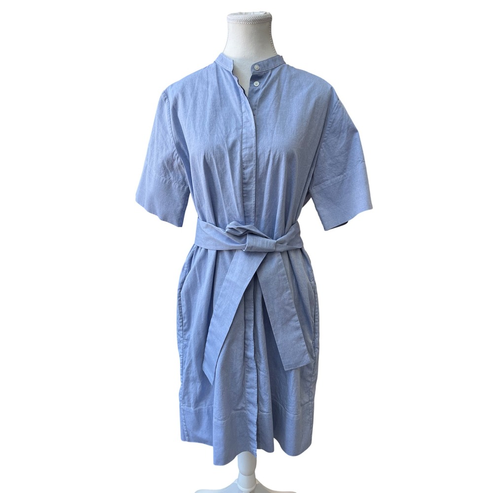 EVERLANE Women‎ Blue Chambray Shirt Dress Button Front Belted Midi Size 8